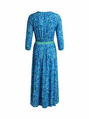 Weird Fish Blue Himanshee Viscose Slub Printed Dress - Image 7 of 7