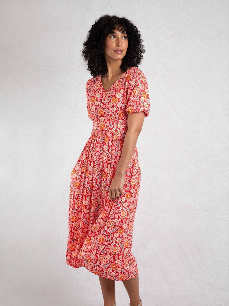 אדום - Weird Fish Dilsha Viscose Printed Dress - Image 3 of 8