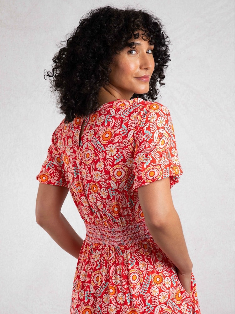 אדום - Weird Fish Dilsha Viscose Printed Dress - Image 5 of 8