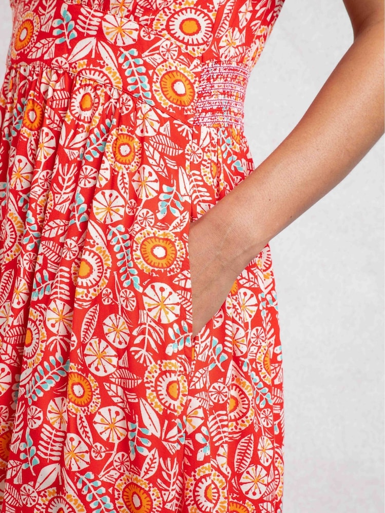 אדום - Weird Fish Dilsha Viscose Printed Dress - Image 6 of 8