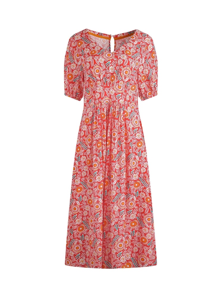 אדום - Weird Fish Dilsha Viscose Printed Dress - Image 7 of 8