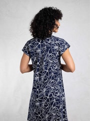 Weird Fish Sky Blue Suffolks 100% Cotton Printed Jersey Dress - Image 2 of 6