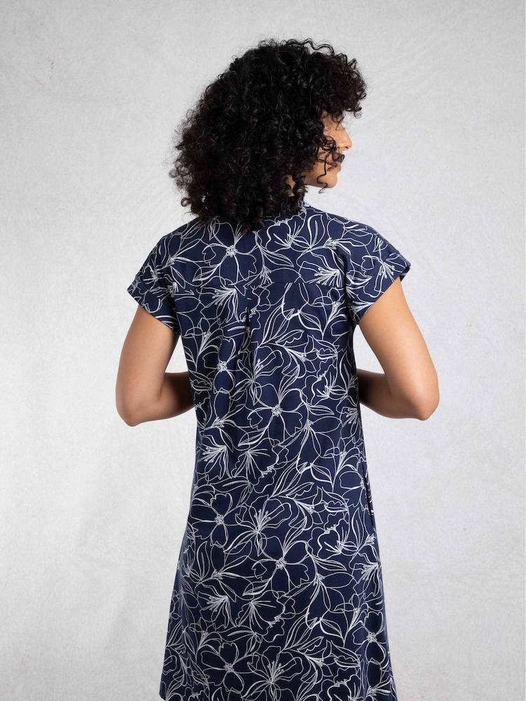 Weird Fish Sky Blue Suffolks 100% Cotton Printed Jersey Dress - Image 2 of 6