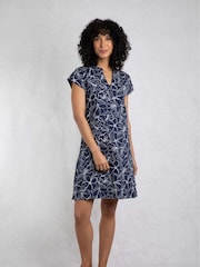 Weird Fish Sky Blue Suffolks 100% Cotton Printed Jersey Dress - Image 3 of 6