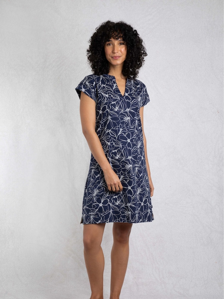 Weird Fish Sky Blue Suffolks 100% Cotton Printed Jersey Dress - Image 3 of 6