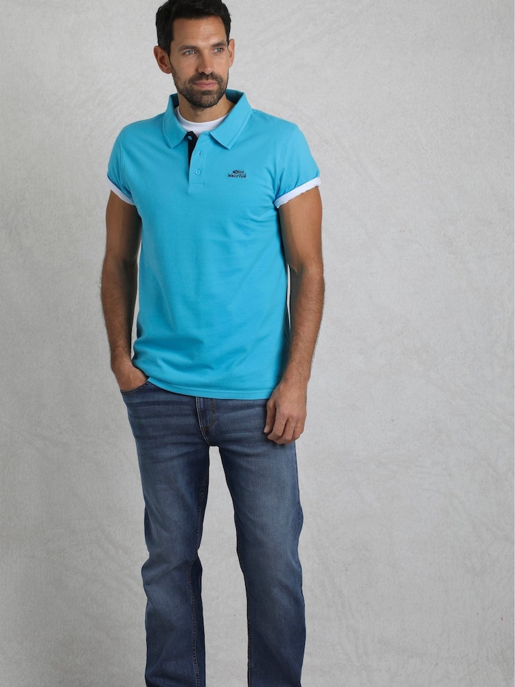 Weird Fish Blue Miles 100% Cotton Pique Polo Shirt - Image 1 of 6