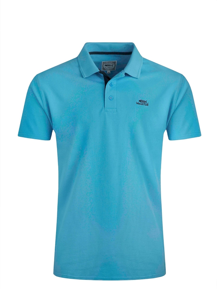 Weird Fish Blue Miles 100% Cotton Pique Polo Shirt - Image 5 of 6
