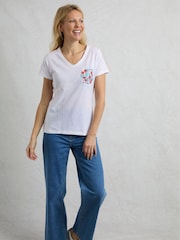 Weird Fish White No Rain Flowers 100% Cotton Slub Graphic Pocket T-Shirt - Image 3 of 6