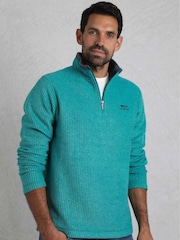 Weird Fish Light Green Newark Quarter Zip Grid Fleece - Image 3 of 9