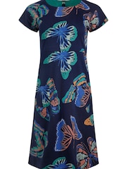 Weird Fish Blue Tallahassee 100% Cotton Printed Jersey Dress - Image 1 of 1