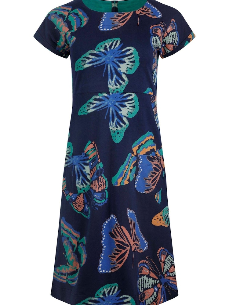 Weird Fish Blue Tallahassee 100% Cotton Printed Jersey Dress - Image 1 of 1