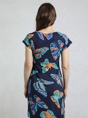 Weird Fish Blue Tallahassee 100% Cotton Printed Jersey Dress - Image 2 of 6