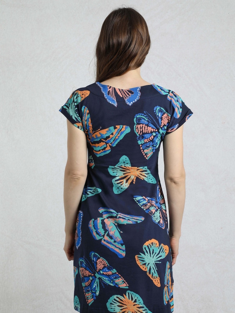 Weird Fish Blue Tallahassee 100% Cotton Printed Jersey Dress - Image 2 of 6