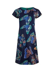 Weird Fish Blue Tallahassee 100% Cotton Printed Jersey Dress - Image 5 of 6