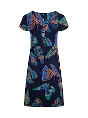 Weird Fish Blue Tallahassee 100% Cotton Printed Jersey Dress - Image 6 of 6