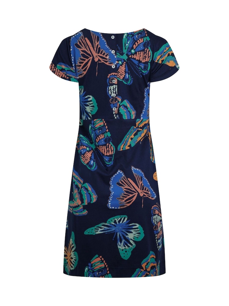 Weird Fish Blue Tallahassee 100% Cotton Printed Jersey Dress - Image 6 of 6