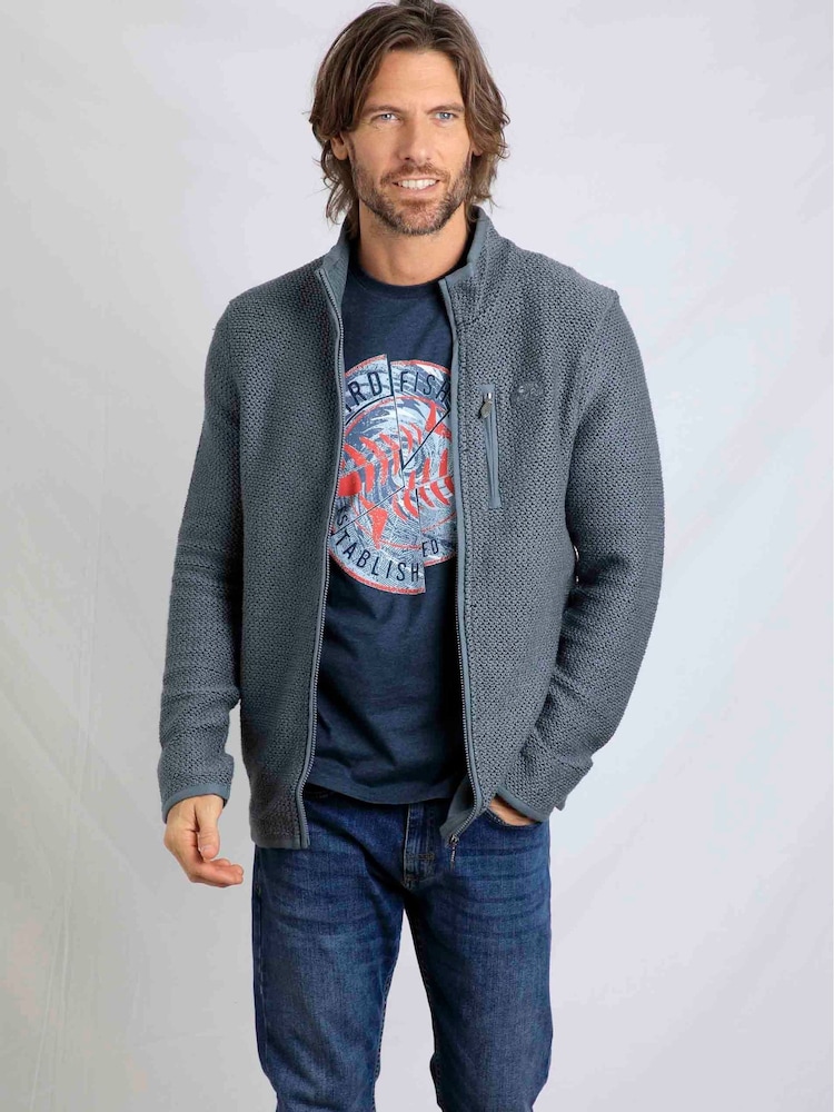 Weird Fish Blue Transom Full Zip Macaroni Jacket - Image 3 of 8
