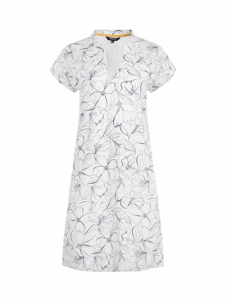Crème - Weird Fish Suffolks 100% Cotton Printed Jersey Dress - Image 8 of 9