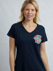 Azul - Weird Fish No Rain Flowers 100% Cotton Slub Graphic Pocket T-Shirt - Imagen 2 de 6