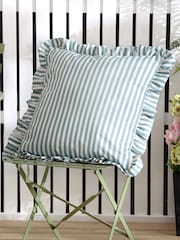 Wylder Duck Egg Blue Millie Ruffle Outdoor Polyester Cushion - Image 1 of 5