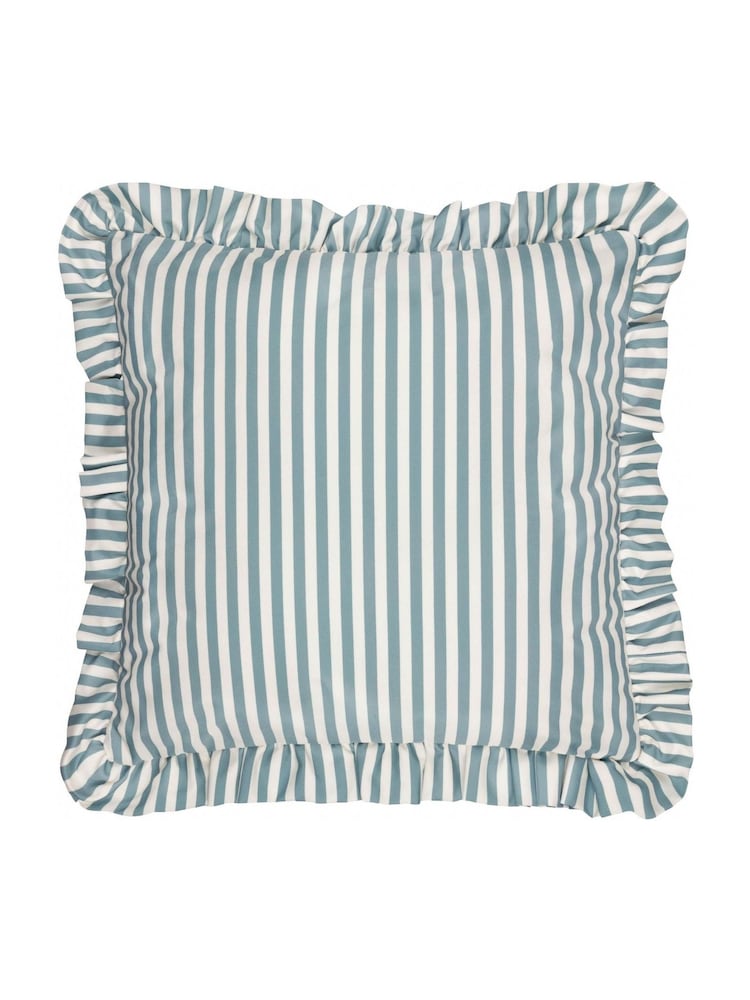 Wylder Duck Egg Blue Millie Ruffle Outdoor Polyester Cushion - Image 2 of 5