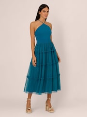 Adrianna by Adrianna Papell Green Knit And Mesh Halter Dress - Image 2 of 8