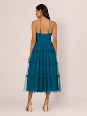 Adrianna by Adrianna Papell Green Knit And Mesh Halter Dress - Image 4 of 8