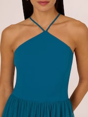 Adrianna by Adrianna Papell Green Knit And Mesh Halter Dress - Image 6 of 8