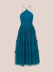 Adrianna by Adrianna Papell Green Knit And Mesh Halter Dress - Image 7 of 8