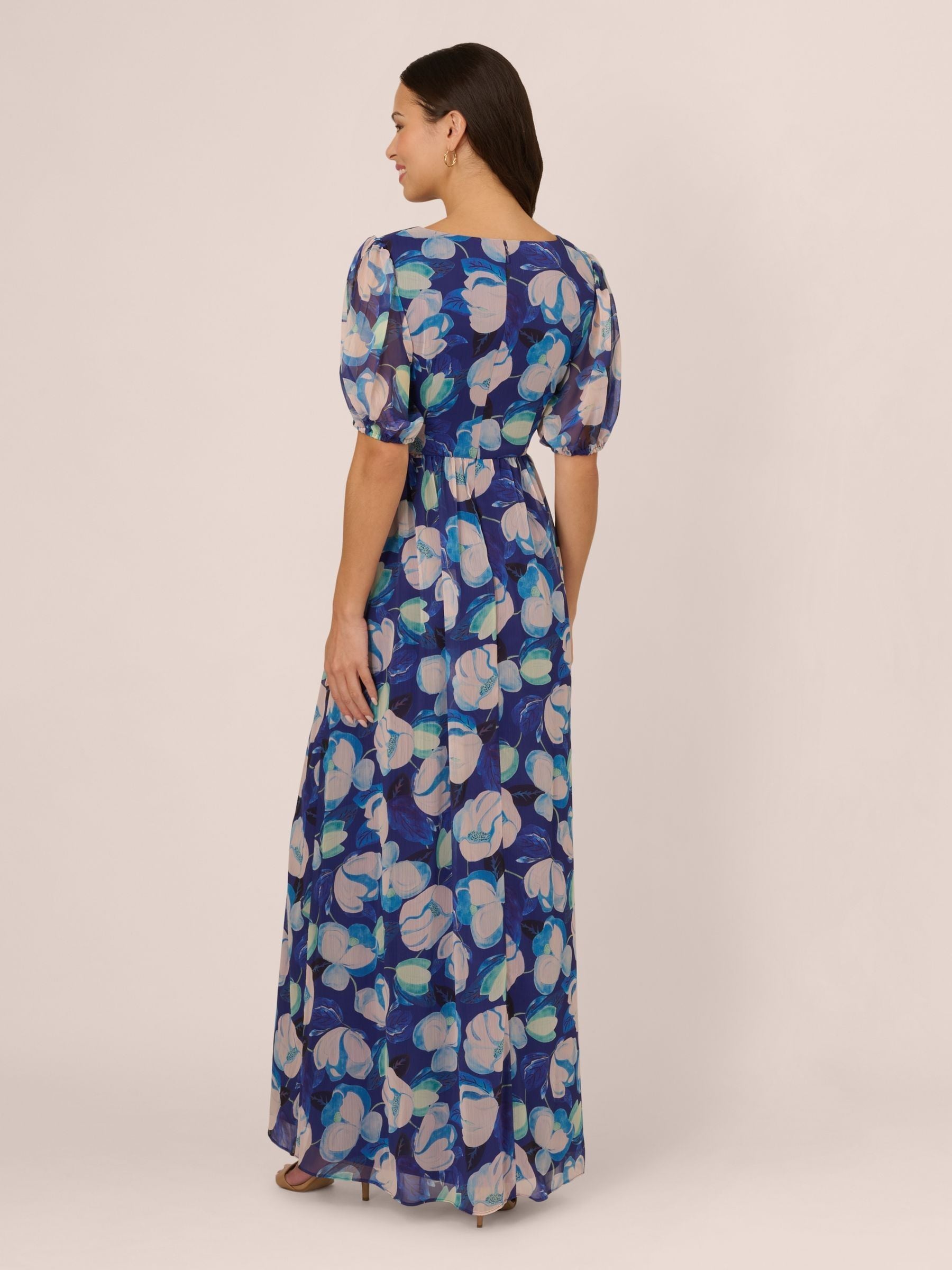 【海外限定】AdriannaPapell ドレス☆Blue Print Chiffon Long D Przeglądaj Adrianna Papell Blue Print Chiffon Long Dress z