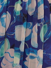 Adrianna Papell Blue Crinkle Chiffon Floral Print Gown - Image 7 of 7