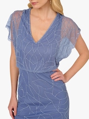 Adrianna Papell Blue Beaded Blouson Long Dress - Image 2 of 6