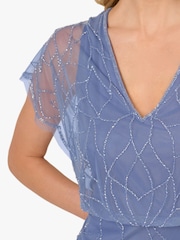 Adrianna Papell Blue Beaded Blouson Long Dress - Image 4 of 6