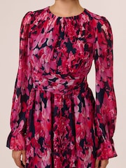 Adrianna Papell Blue Floral Print Twist Ankle Dress - Image 5 of 7