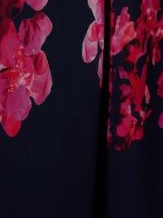 Adrianna Papell Blue Floral Print Twist Ankle Dress - Image 7 of 7