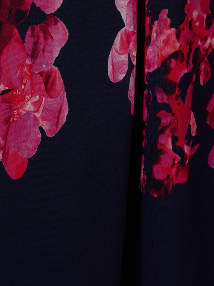 Adrianna Papell Blue Floral Print Twist Ankle Dress - Image 7 of 7