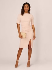 Adrianna Papell Pink Embellished Crepe Short Dress - Image 1 of 8