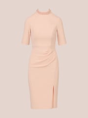Adrianna Papell Pink Embellished Crepe Short Dress - Image 7 of 8
