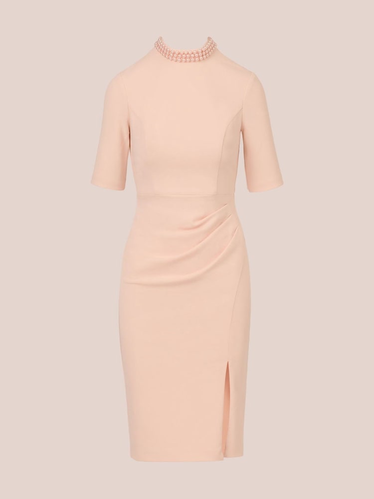 Adrianna Papell Pink Embellished Crepe Short Dress - Image 7 of 8