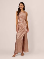 Adrianna Papell Pink Metallic Foil Long Dress - Image 1 of 7