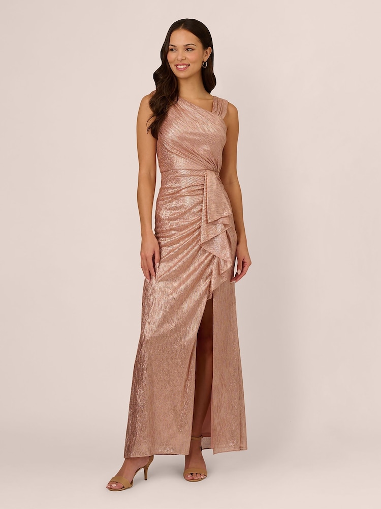 Adrianna Papell Pink Metallic Foil Long Dress - Bild 1 von 7 Adrianna Papell Pink Metallic Foil Long Dress - Bild 1 von 7