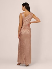 Adrianna Papell Pink Metallic Foil Long Dress - Image 4 of 7