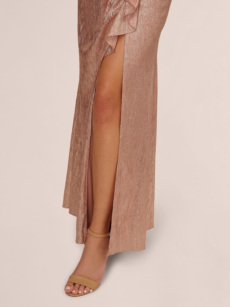 Adrianna Papell Pink Metallic Foil Long Dress - Image 5 of 7