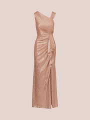 Adrianna Papell Pink Metallic Foil Long Dress - Image 6 of 7