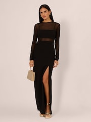 Adrianna by Adrianna Papell Knit Crepe Column Long Black Dress - Image 1 of 7