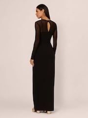 Adrianna by Adrianna Papell Knit Crepe Column Long Black Dress - Image 2 of 7