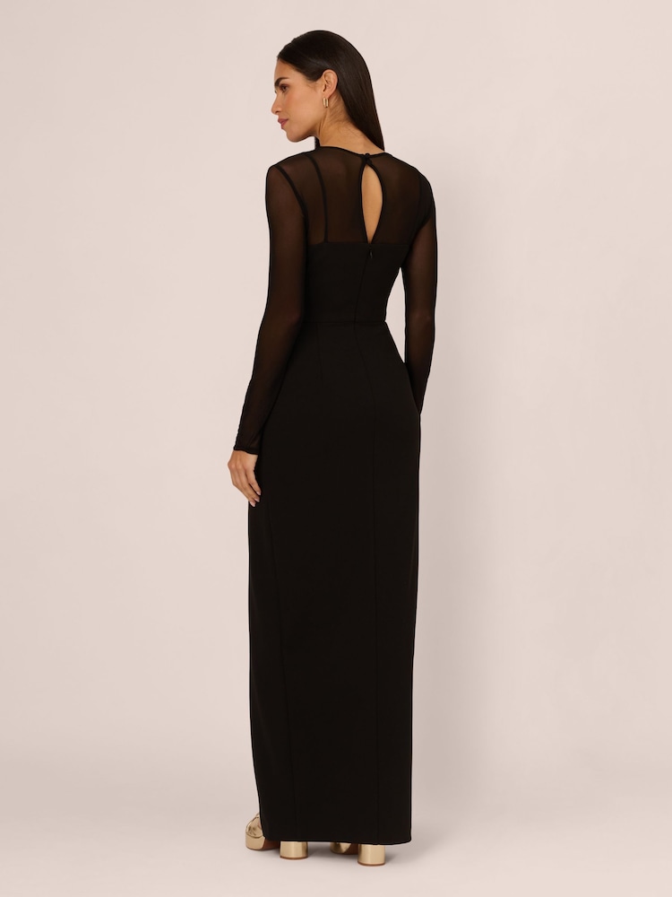 Adrianna by Adrianna Papell Knit Crepe Column Long Black Dress - Image 2 of 7