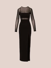 Adrianna by Adrianna Papell Knit Crepe Column Long Black Dress - Image 6 of 7
