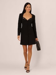 Adrianna by Adrianna Papell Knit Crepe Blazer Black Dress - Image 1 of 8