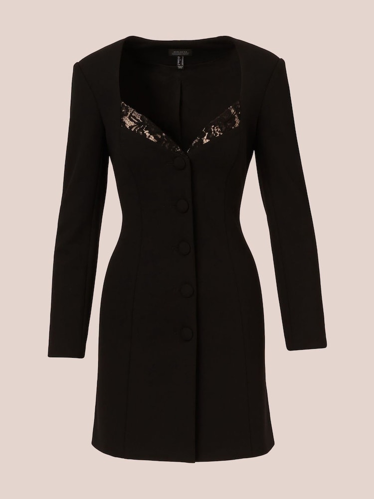 Adrianna by Adrianna Papell Knit Crepe Blazer Black Dress - Image 7 of 8